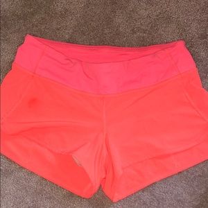Bright orange Lulu shorts